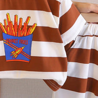 Boys Brown Rocket Fries Striped T-Shirt With Elasticated Shorts Sets 2 pc. Sets