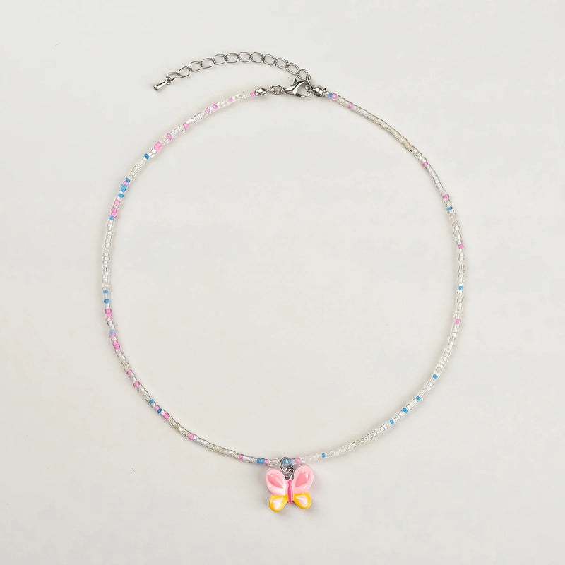 Pack Of 4 Girls Multicolour Beaded Charm Necklace Sets Necklace and Chains
