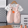 Boys Light Pink Animal Motif Short Sleeve T-Shirt With Dungaree Sets 2 pc. Sets Light Pink 1-2 Y