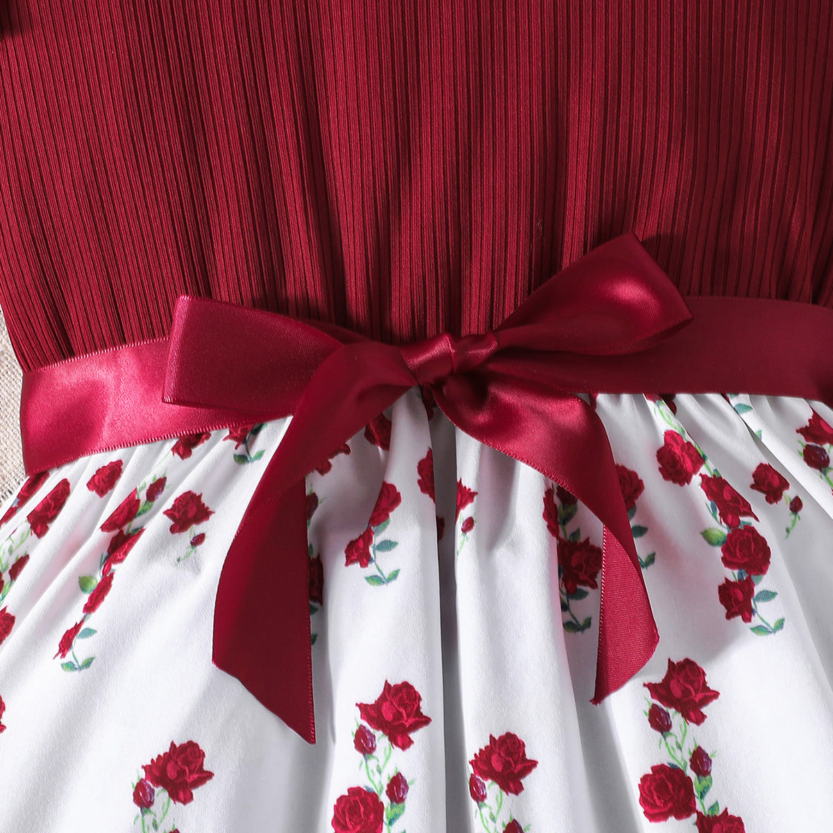 Girls Maroon Floral Printed Flutter Sleeves Fit And Flare Dress Casual Dresses