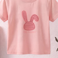 Girls Pink Rabbit Print Short Sleeve T-Shirt Tshirts