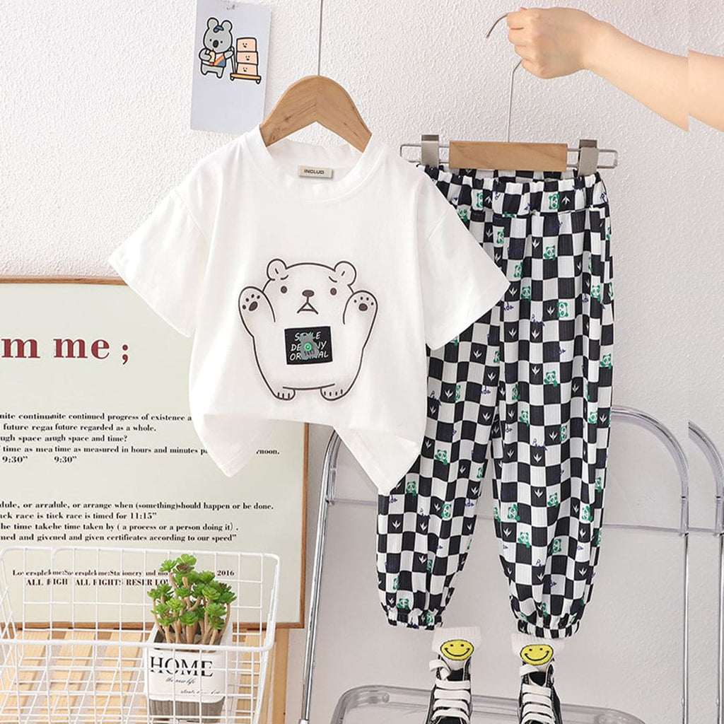 Girls Printed T-Shirt with Printed Trouser Set