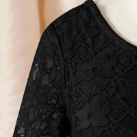 Girls Black Long Sleeves Fit & Flare Party Dress With Lace & Tulle Overlay Party Dresses