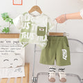 Boys Green Printed Contrast Pocket T-Shirt With Shorts Set 2 pc. Sets Green 1-2 Y