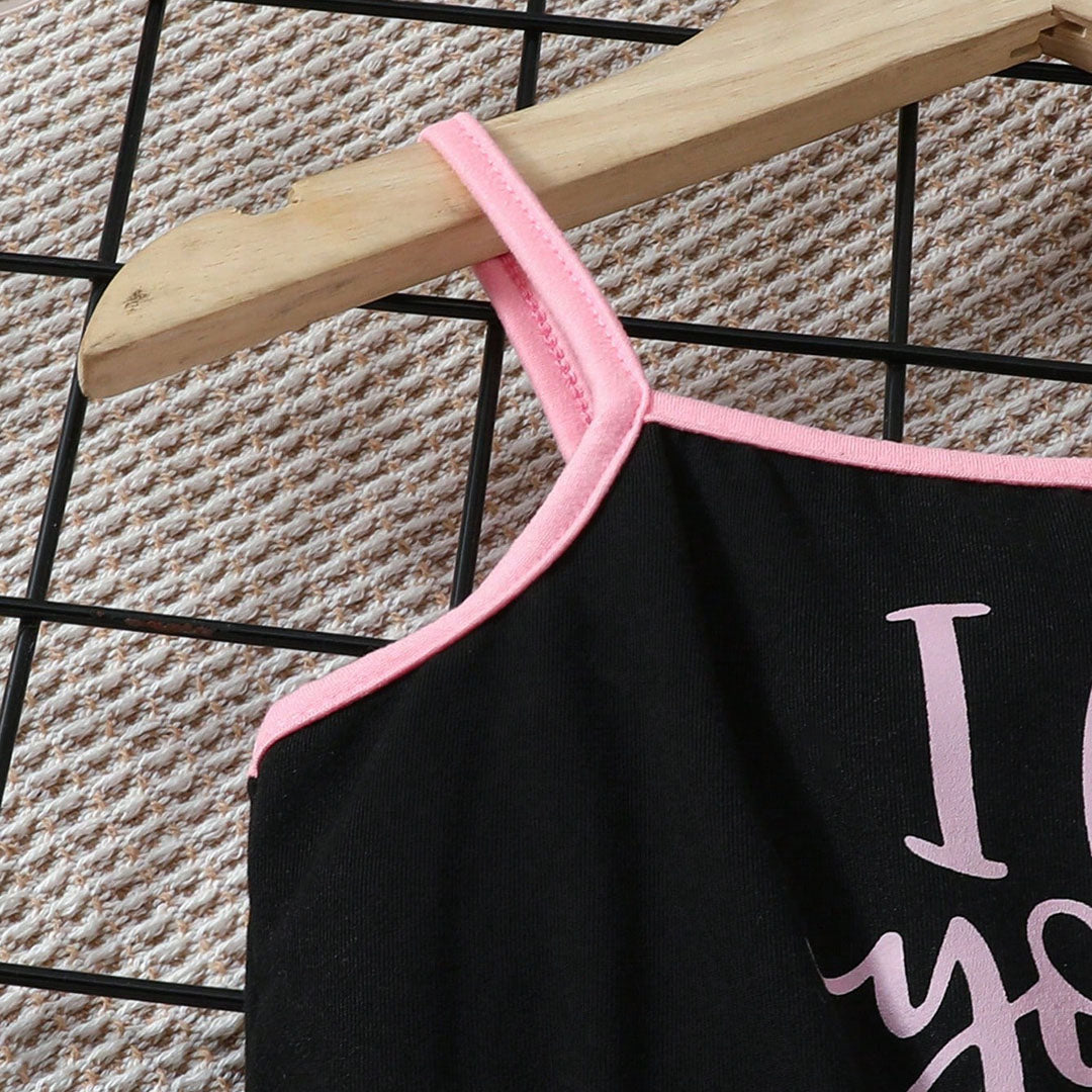 Girls Black & Pink Strappy Above Knee Length Multipack Rompers - Set of 2 Jumpsuits