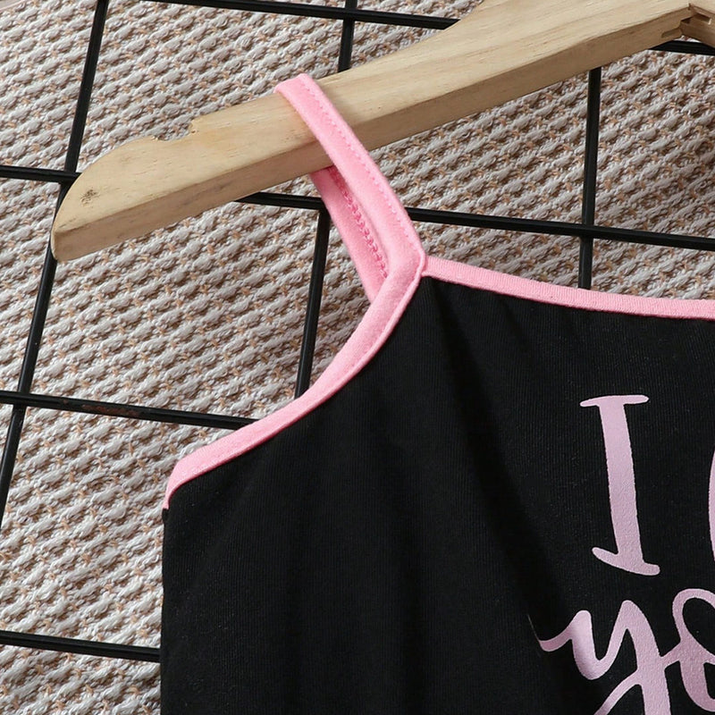 Girls Black & Pink Strappy Above Knee Length Multipack Rompers - Set of 2 Jumpsuits