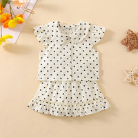 Girls Off White Short Sleeve Polka Dot Print Top With Skirt Sets 2 pc. Sets Off White 1-2 Y