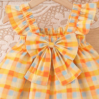Girls Multicolor Checked Bow Applique Top With Shorts Sets 2 pc. Sets