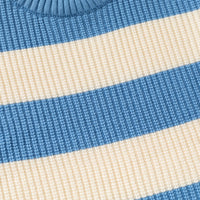 Boys Blue Regular Sweater With Self-Design Stripe Patterns Sweaters & Cardigans