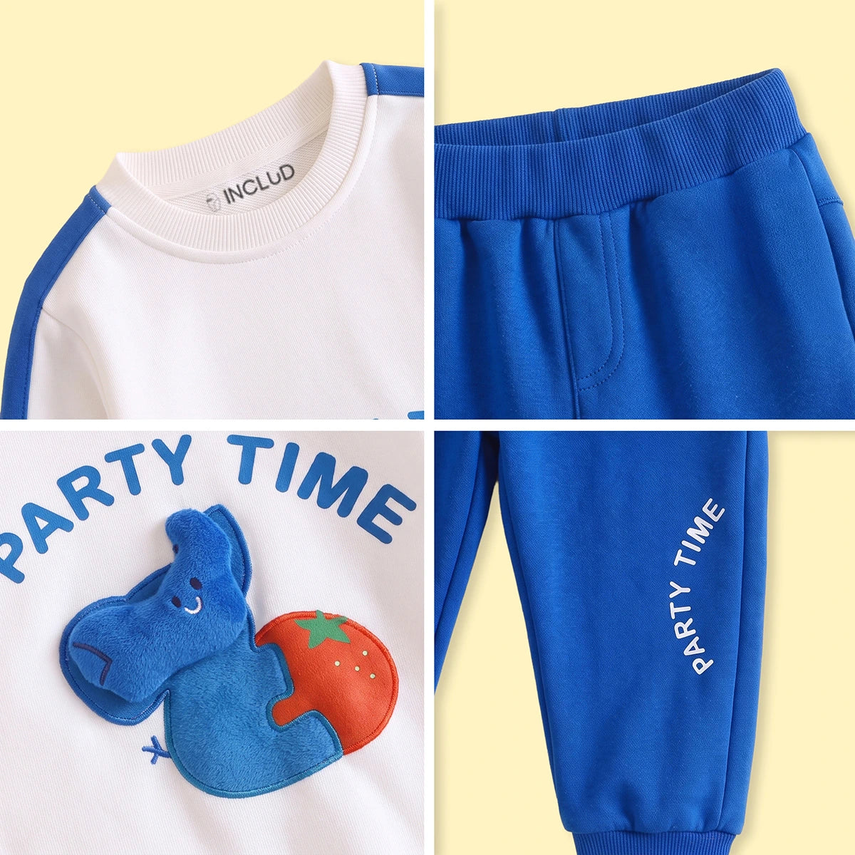 Boys White Typography Print Long Sleeve Sweatshirt With Jogger Sets 2 pc. Sets