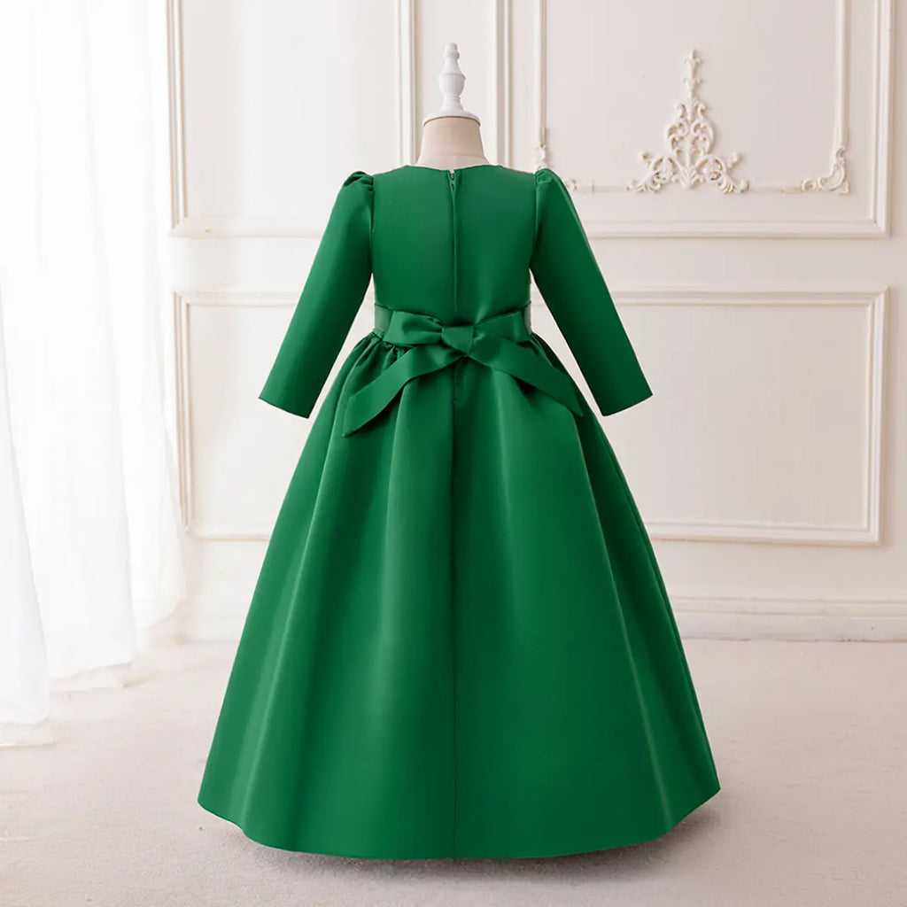 Girls Green Floral Embroidered Fit & Flare Dress Casual Dresses