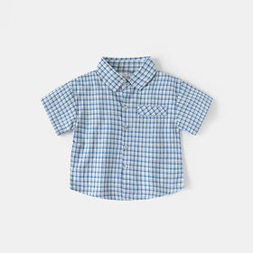 Boys Blue Checked Short Sleeves Shirt & Shorts Co-ord Sets Sets