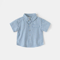 Boys Blue Checked Short Sleeves Shirt & Shorts Co-ord Sets Sets
