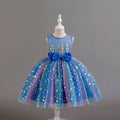 Girls Royal Blue Star Foil Print Sleeveless Fit & Flare Party Wear Dress Party Dresses Royal Blue 2-3 Y