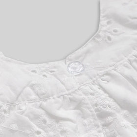 Girls White Schiffli Sleeveless Top With Shorts Co-ord Sets Sets