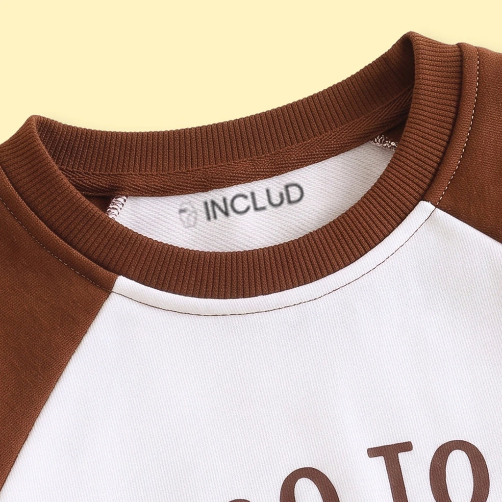 Boys Brown Typography Print Sweatshirt With Pants Sets 2 pc. Sets