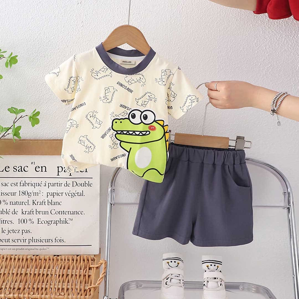 Boys Graphic Printed Short Sleeve T-Shirt With Shorts Set