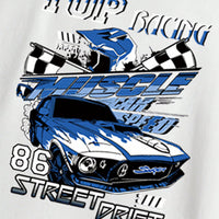 Boys White Graphic Car Printed Short Sleeves T-Shirt Tshirts
