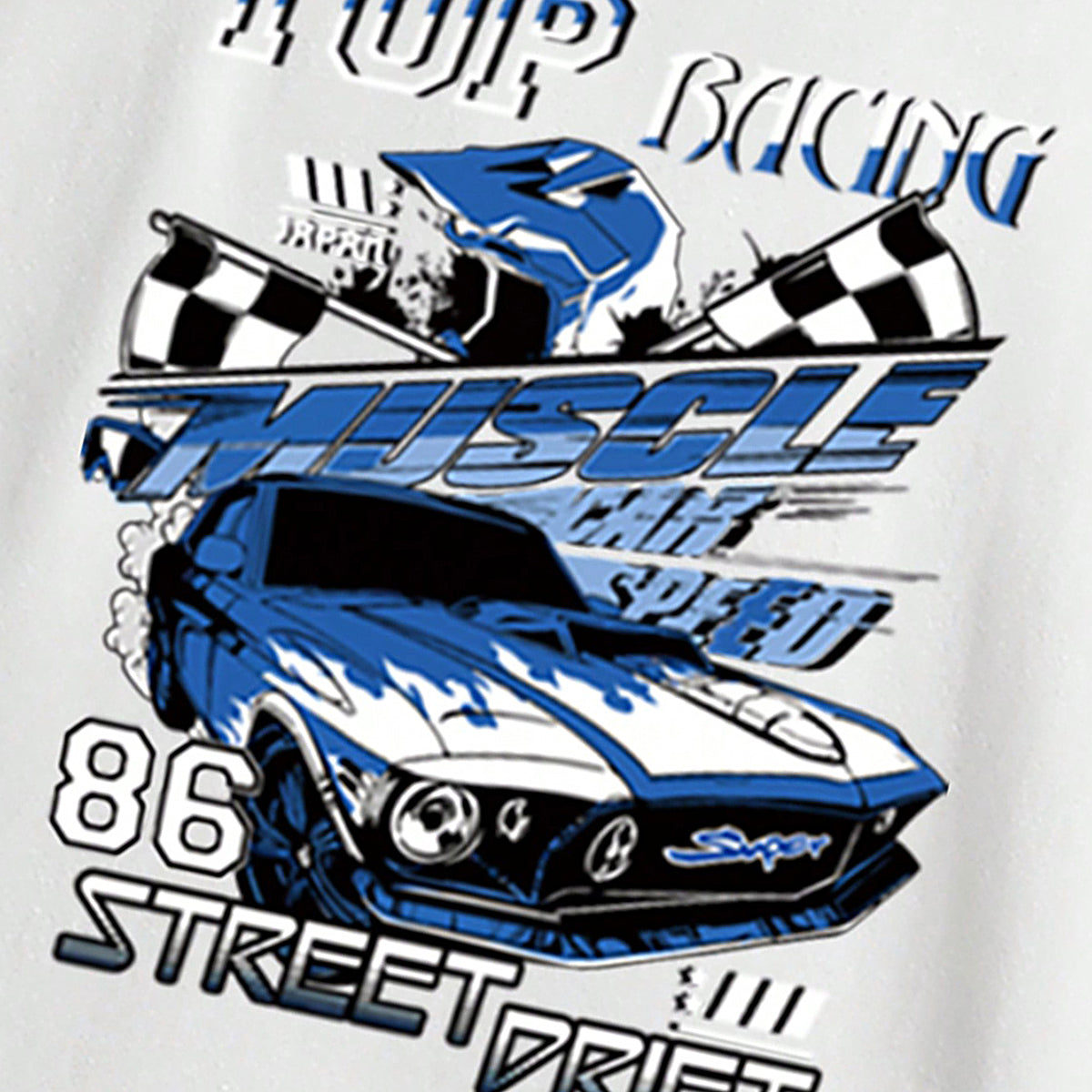 Boys White Graphic Car Printed Short Sleeves T-Shirt Tshirts