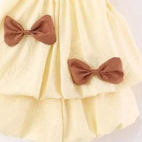 Girls Lime Yellow Textured Sleeveless Top With Bubble-Hem Shorts Co-ord Sets Sets