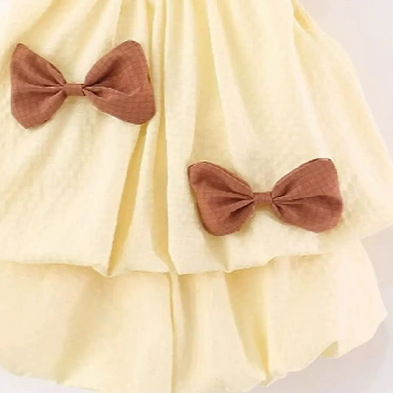 Girls Lime Yellow Textured Sleeveless Top With Bubble-Hem Shorts Co-ord Sets Sets