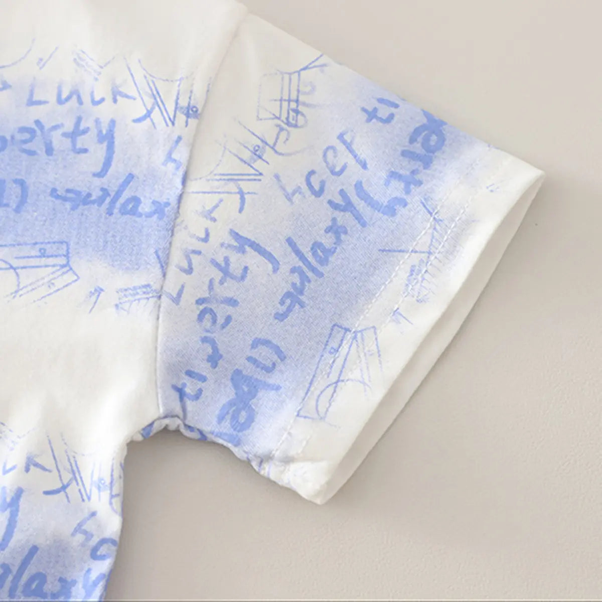 Boys Blue Short Sleeve Typographic Printed T-shirt With Elasticated Shorts Sets Sets
