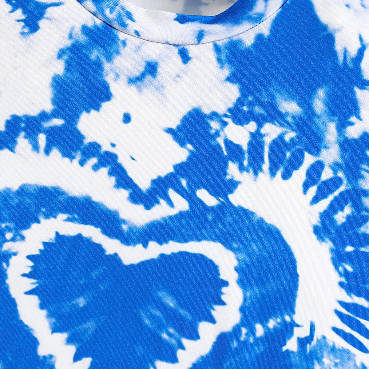 Girls Blue Tie-Dye Heart Print T-Shirt & Denim Pants Set Sets