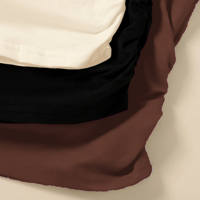 Girls Brown Short Sleeve Round Neck Top ( Pack Of 3) Value Packs