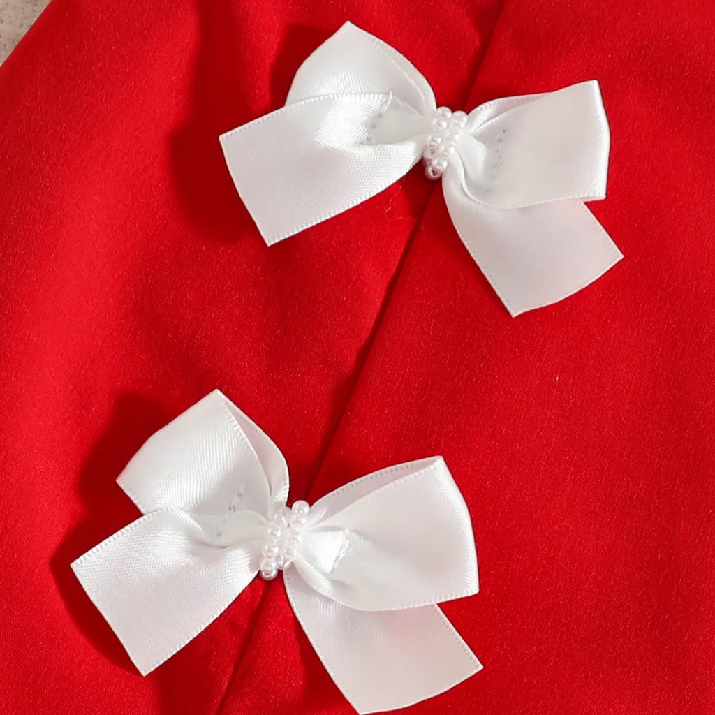 Girls Floral Applique Sleeveless Crop Top With Red Skirt Sets Sets