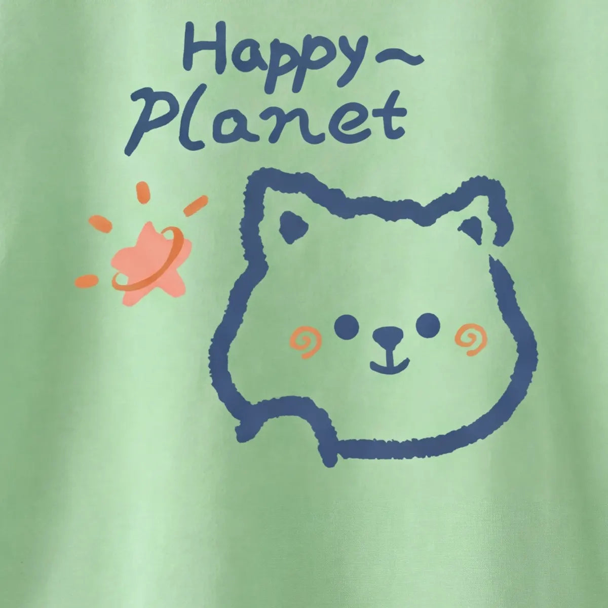 Girls Green Happy Planet Typography Print Short Sleeve T-Shirt Tshirts