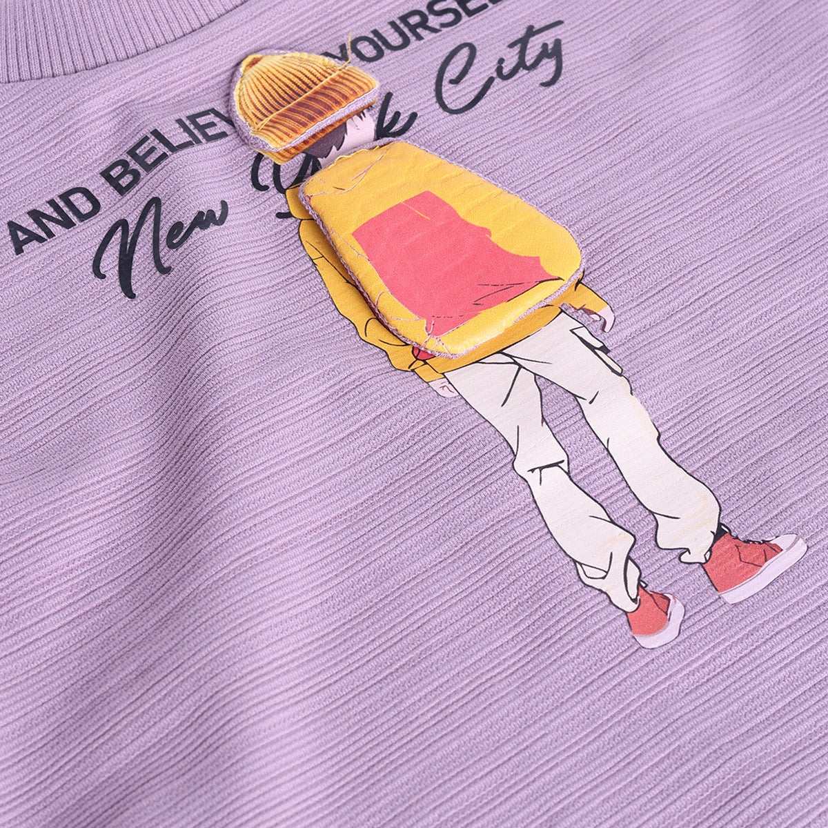Boys Purple Applique Printed T-Shirt With Twill Shorts Sets 2 pc. Sets