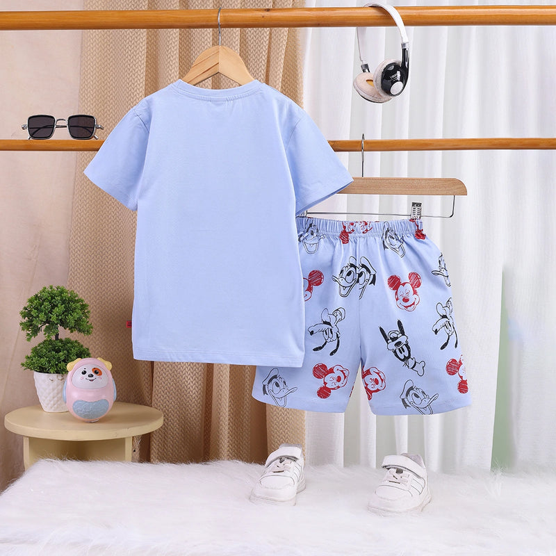Includ Boys Cartoon Printed Summer T-Shirt With Elasticated Shorts Set 2 pc. Sets