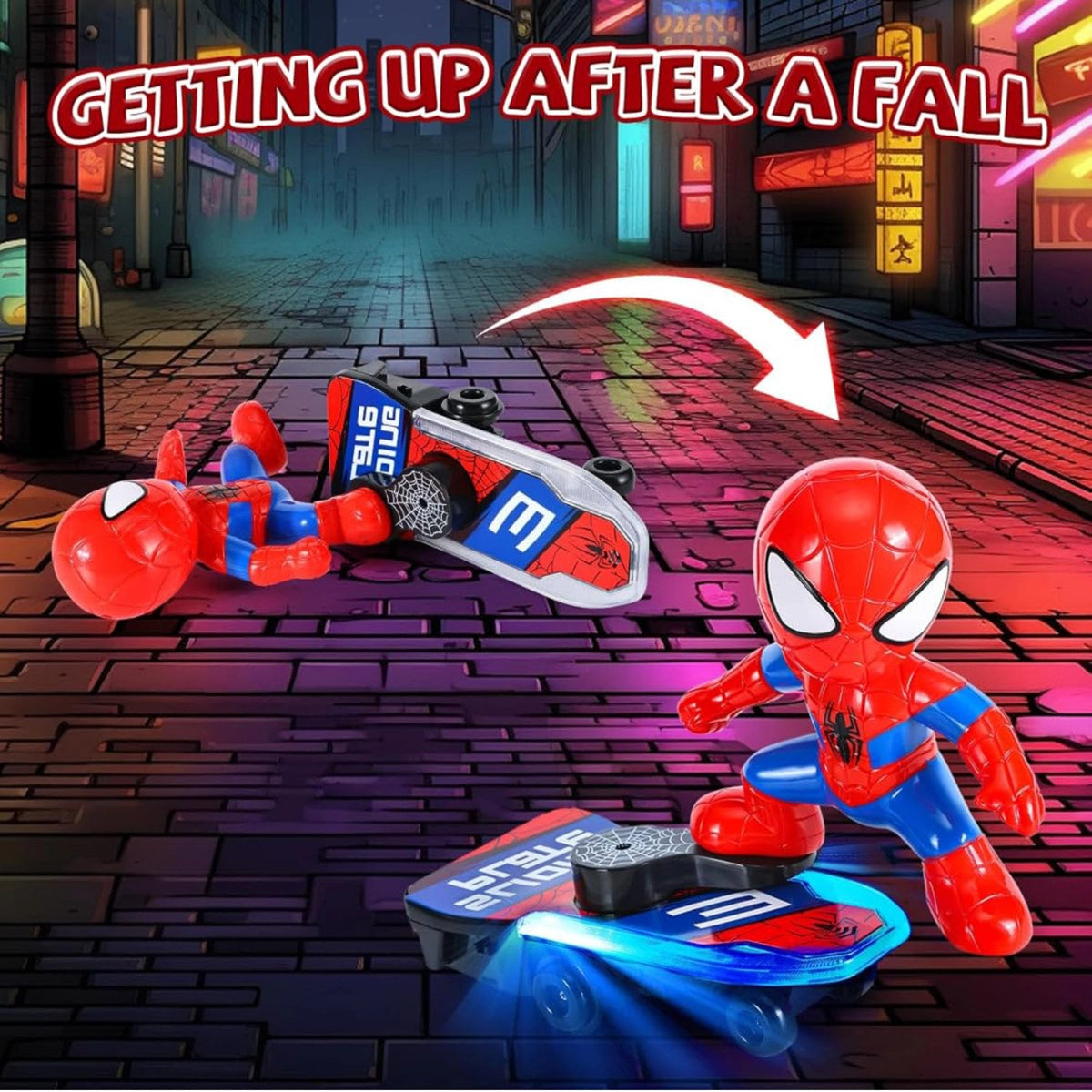 INCLUD Spiderman Skateboard Toy -Lights, Music & Action-Packed Fun Trending Accessories