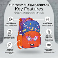 Girls Orange Cartoon Face School Backpack with Glasses Trending Accessories