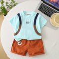 Boys Blue Backpack Printed T-shirt with Shorts Set Sets Blue 1-2 Y
