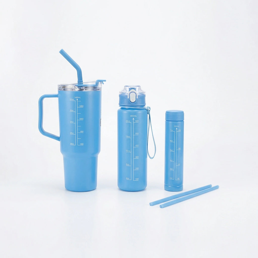 Blue 3-in-1 Hydration Bottle Set - Tumbler, Sports & Slim Trending Accessories Blue Onesize