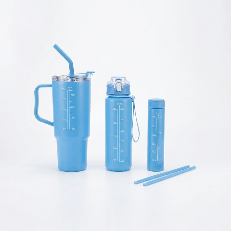 Blue 3-in-1 Hydration Bottle Set - Tumbler, Sports & Slim Trending Accessories Blue Onesize