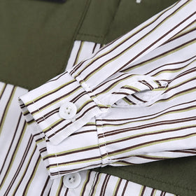 Boys Green Stripes Shirt With Denim Jogger Sets Sets