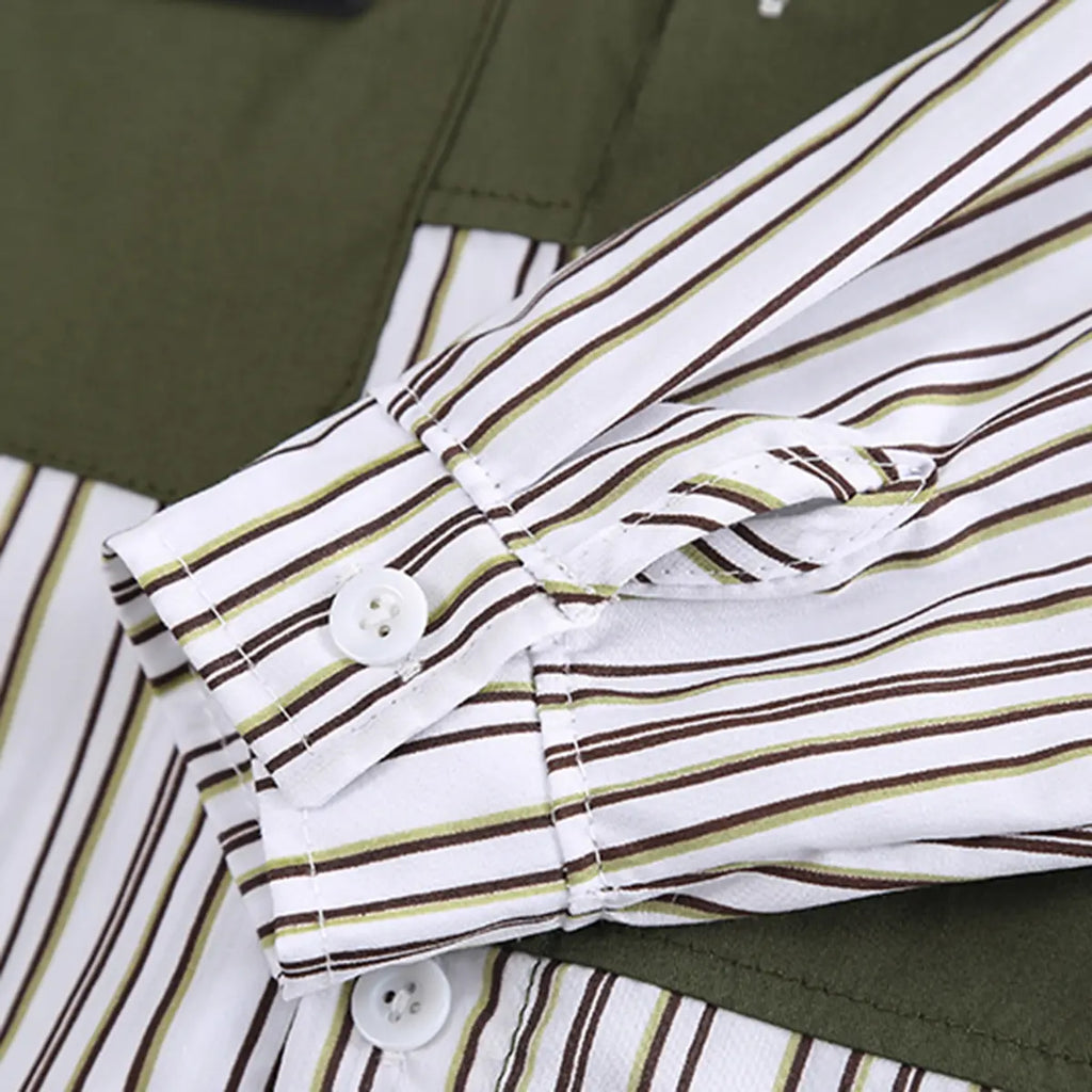 Boys Green Stripes Shirt With Denim Jogger Sets Sets