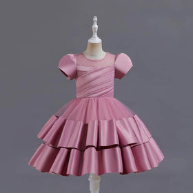 Girls Pleated Knee Length Party Dress Party Dresses Light Pink 2-3 Y 