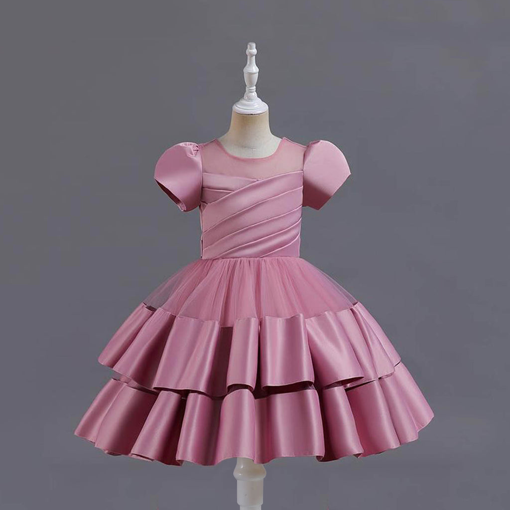 Girls Pleated Knee Length Party Dress