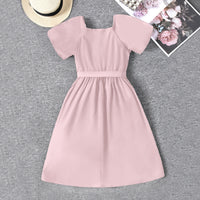 Girls Pink Lace Border Fit & Flare Dress Casual Dresses