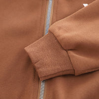 Boys Brown Typographic Printed Hooded Sweatshirt With Sleeveless Jacket & Joggers Set Sets