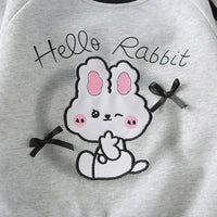 Girls Grey Rabbit Printed Sweatshirt With Pants Set 2 pc. Sets