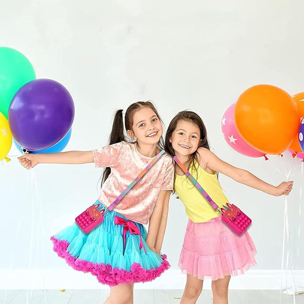 Girls Fuchsia Silicone Pop-It Unicorn Sling Bag Trending Accessories
