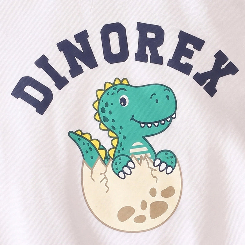 Boys Off White Dinosaur Graphic Raglan Sleeve Sweatshirt & Jogger Sets 2 pc. Sets
