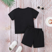 Boys Black Graphic T-Shirt With Elasticated Shorts Set 2 pc. Sets