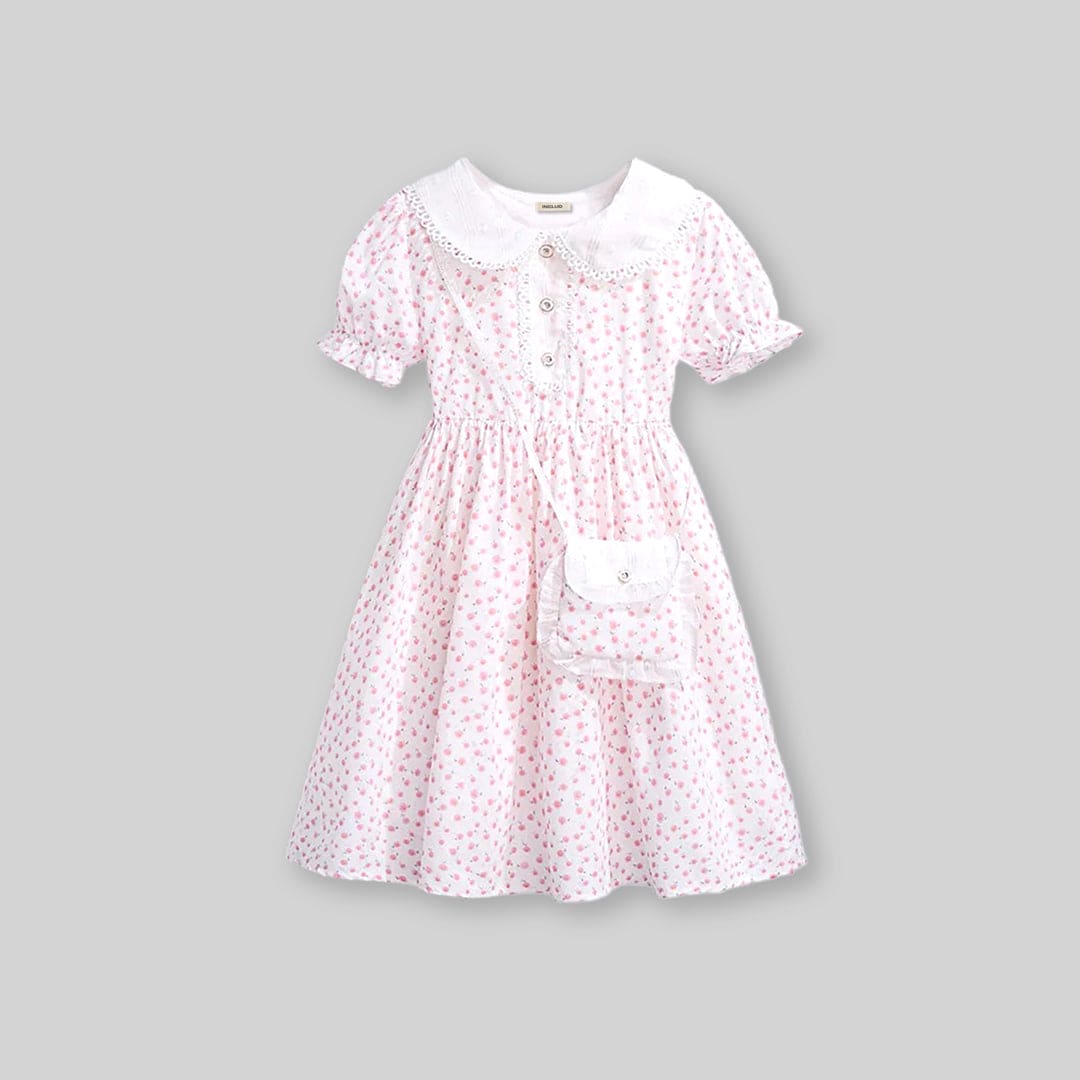 Girls Floral Print Fit & Flare Dress Casual Dresses Pink 4-5 Y 