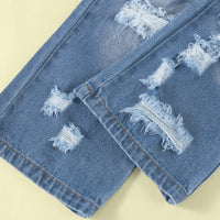 Girls Light Blue Distressed Jeans Pants