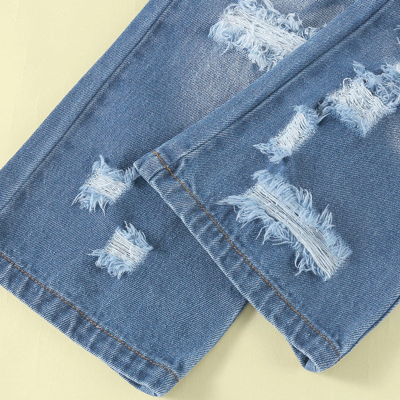 Girls Light Blue Distressed Jeans Pants